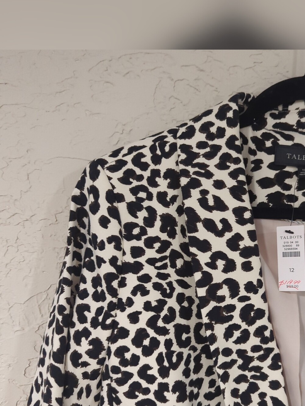 NWT Talbots Cream and White Leopard-Print Blazer Women's 12 Office Chic Animal - Picture 5 of 16